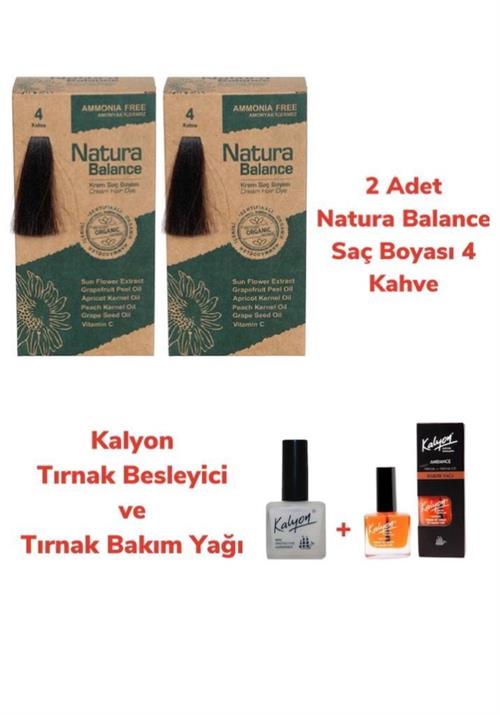 Natura Balance Sac Boyasi 4 Kahve 2 Adet Kalyon Tirnak Besleyici Ve Bakim Yagi Natura Balance Cizgi Kozmetik