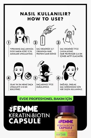 De Femme Saç Bakım Proteini /dökülmelere Ve Yıpranmalara Karşı Hair Profosyonel Saç Bakımı Özel Ürün